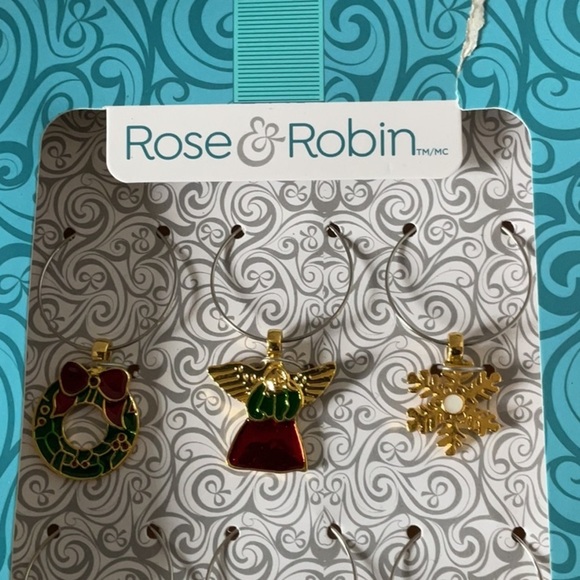Rose & Robin Holiday Wine Charms Set - Picture 2 of 5